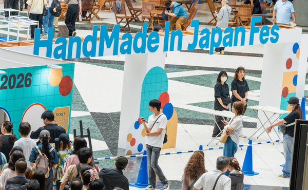 The HandMade In Japan Fes 2026 hall at Tokyo Big Sight, filled with makers' booths and visitors