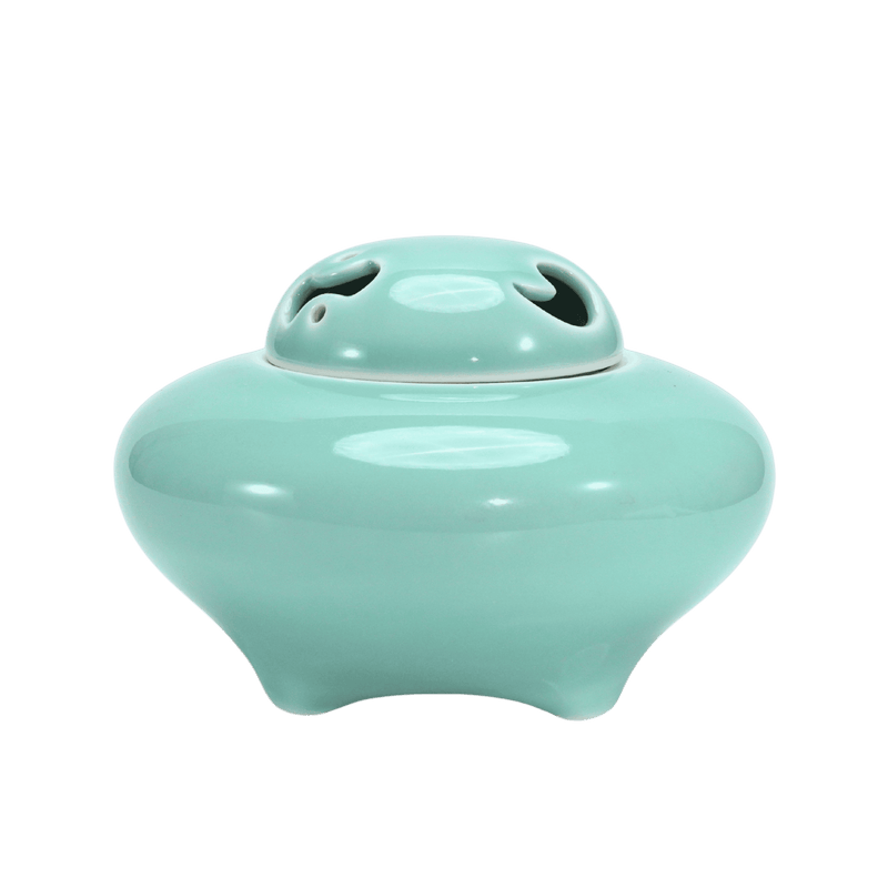 Quemador de incienso koro de celadón vintage de 1977 de Fukagawa Seiji — porcelana de Arita con tomobako