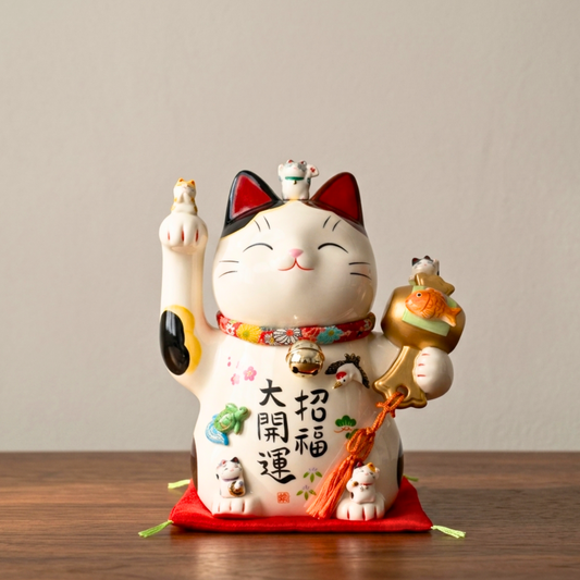 Große Maneki-Neko-Figur | Yakushi Kiln Glückskatze, 26,5 cm