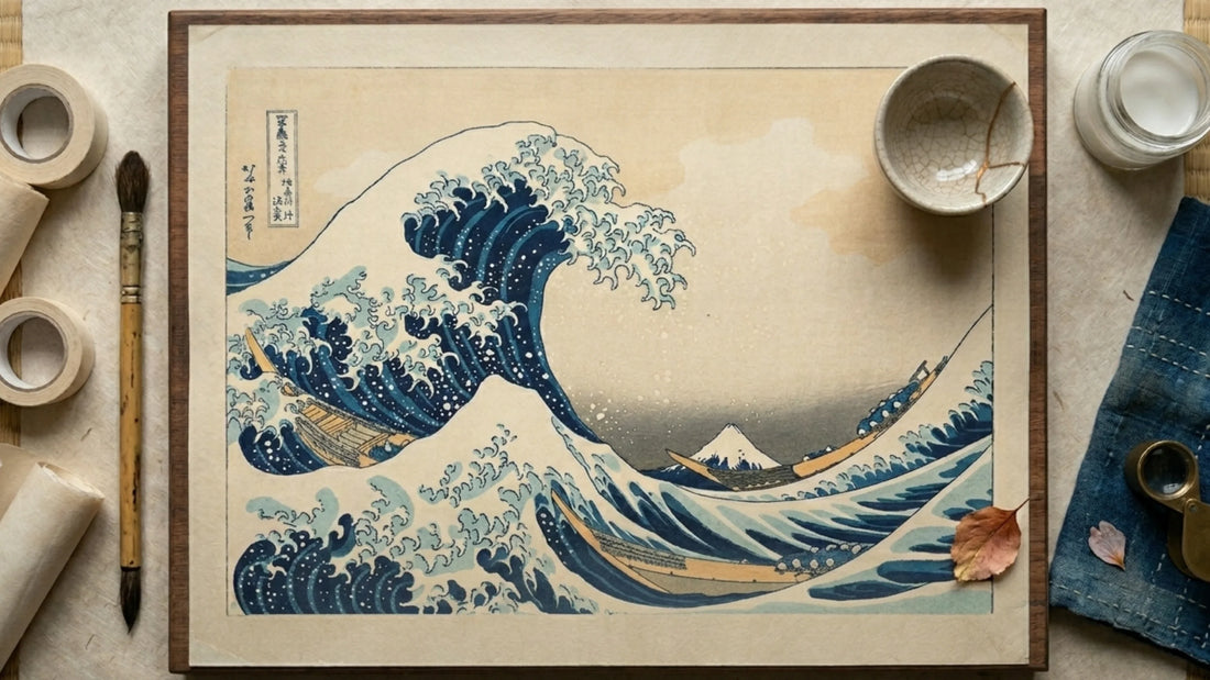 Ukiyo-e woodblock print care, Hokusai Great Wave preservation, Japanese art restoration, museum conservation.