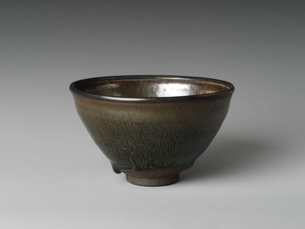 11th–12th-century Chinese Jian ware tea bowl with iron-oxide glaze and metal rim, The Metropolitan Museum of Art