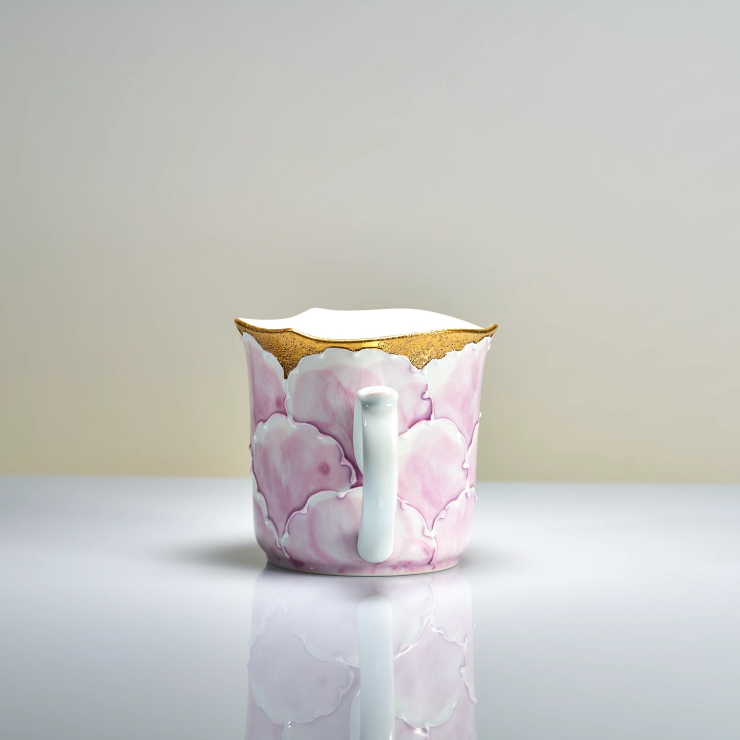 Arita-yaki Yellow Peony Mug — Bunzan Kiln Hand-Painted Icchin Relief Porcelain