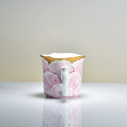 Arita-yaki Yellow Peony Mug — Bunzan Kiln Hand-Painted Icchin Relief Porcelain