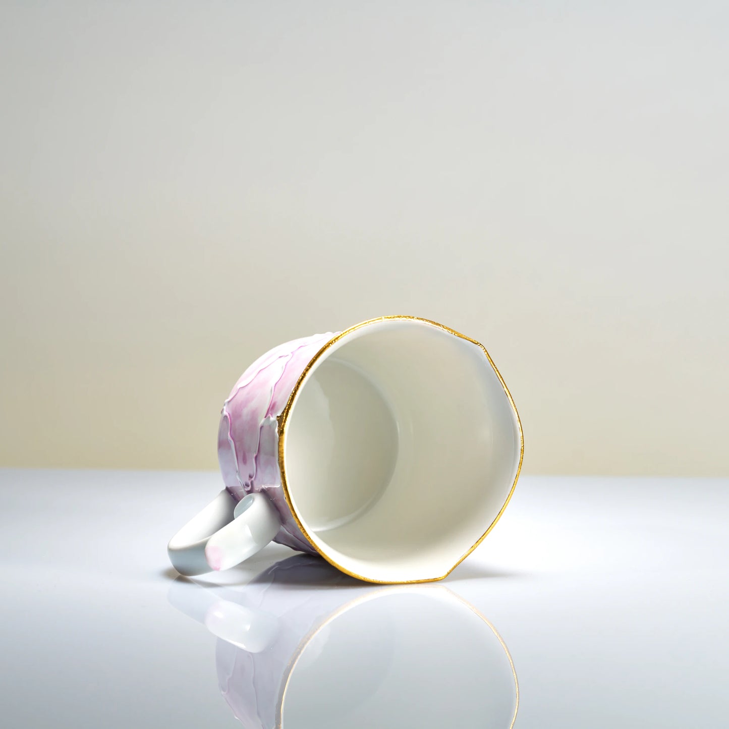 Arita-yaki Yellow Peony Mug — Bunzan Kiln Hand-Painted Icchin Relief Porcelain