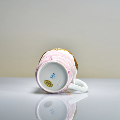 Arita-yaki Yellow Peony Mug — Bunzan Kiln Hand-Painted Icchin Relief Porcelain