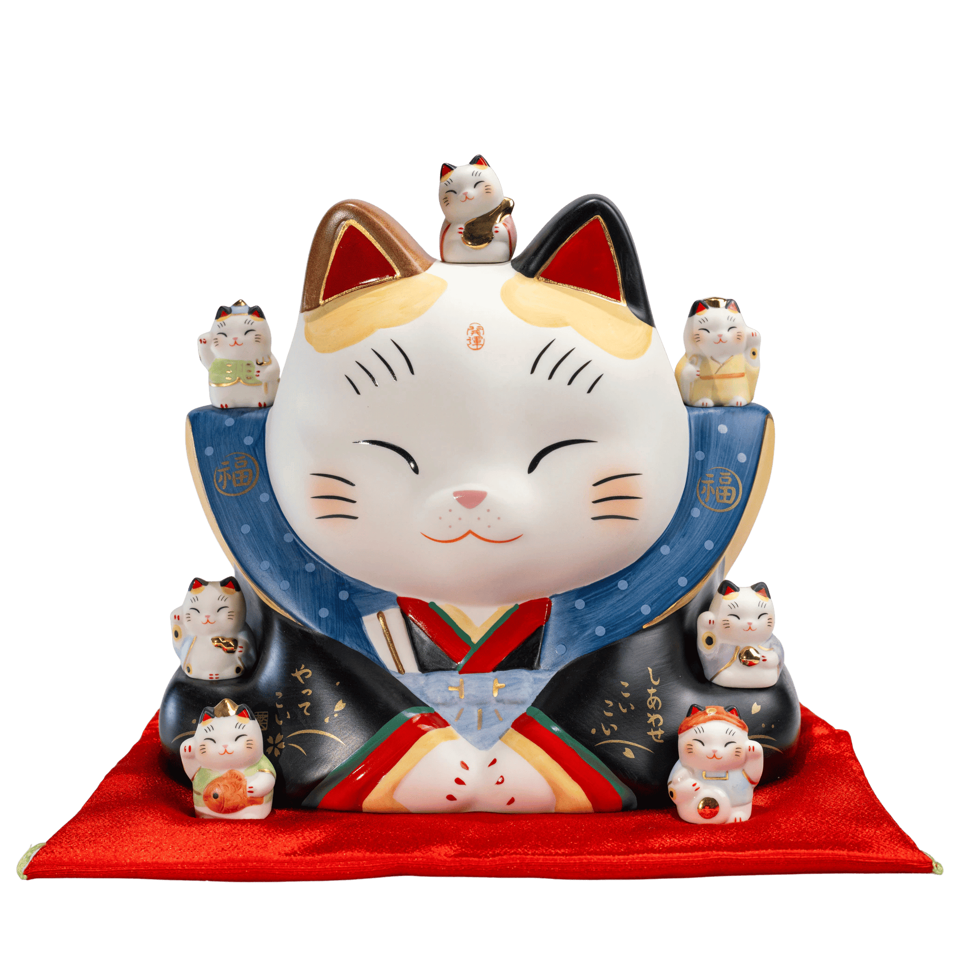 Large Maneki Neko Piggy Bank | Yakushigama Seven Gods Lucky Cat, 22 cm