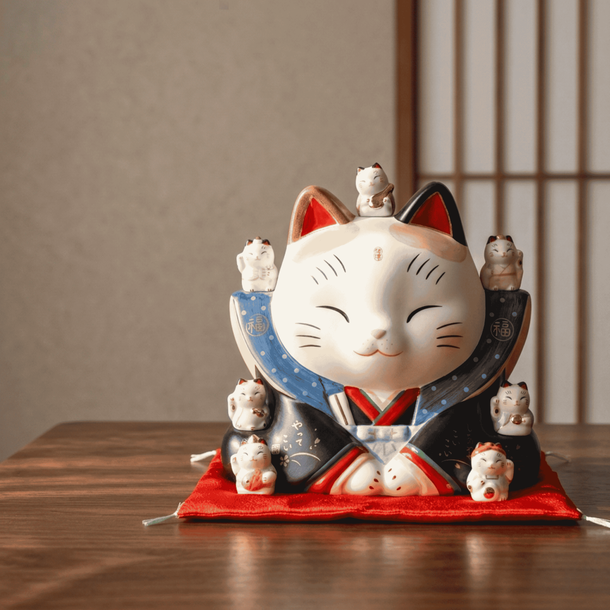 Large Maneki Neko Piggy Bank | Yakushigama Seven Gods Lucky Cat, 22 cm (view 2)