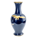 Vintage Koransha Ruri Cobalt Crane Vase — Gold & Silver Tsuru Pair, Arita Porcelain Kabin