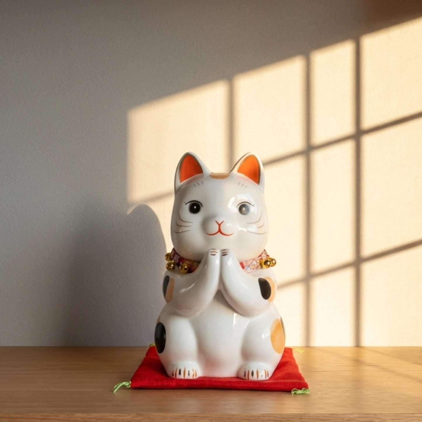 Large Maneki Neko Coin Bank | Yakushi Kiln Lucky Cat Piggy Bank, 23 cm