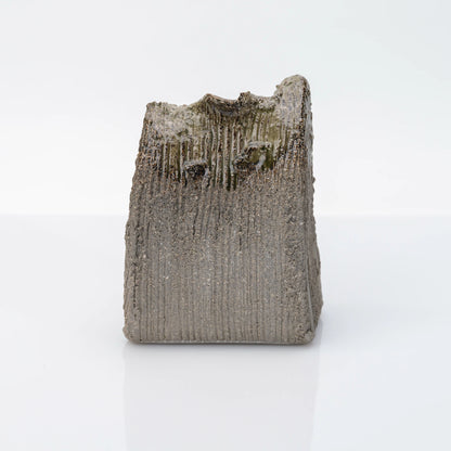 Shigaraki Bud Vase, Hechimon Hand-Built Stoneware with Ash-Glaze Drip