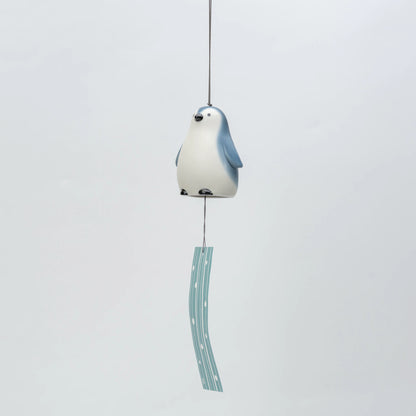 Seto Penguin Wind Chime | Japanese Ceramic Furin, 8.5 cm