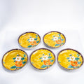 Kutani Yellow Camellia Plates, Set of 5, 14.5 cm