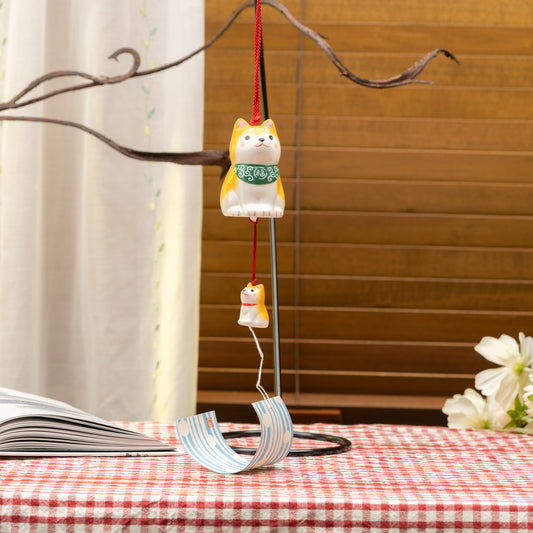 Yakushigama Shiba Parent and Puppy Wind Chime