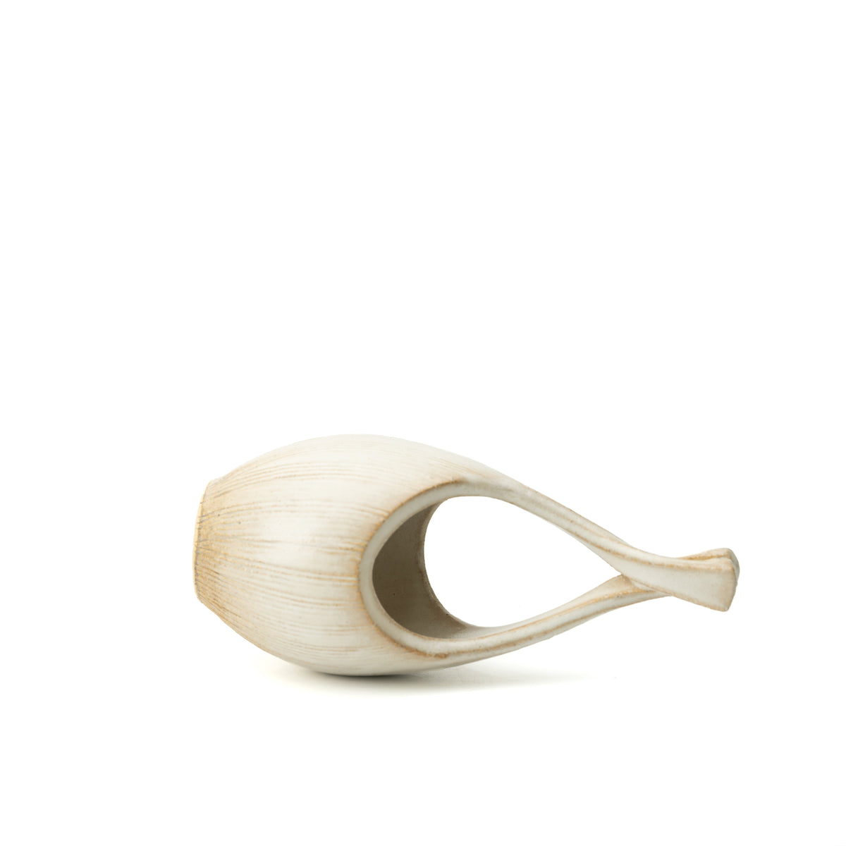 Kairo loop vase lying on its side, revealing the large opening and hollow interior.