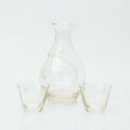 Japanese Sake Set, Toyo Sasaki Handmade Amber Glass, Cold Sake Carafe with Ice Pocket, 300ml + 2 Cups