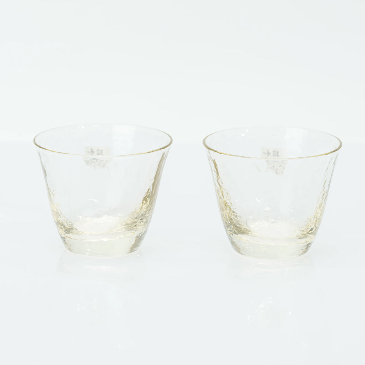 Japanese Sake Set, Toyo Sasaki Handmade Amber Glass, Cold Sake Carafe with Ice Pocket, 300ml + 2 Cups