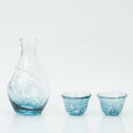 Japanese Cold Sake Set, Handmade Soda-Lime Glass | Toyo Sasaki Carafe with Ice Pocket & 2 Cups