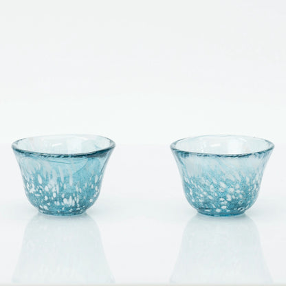 Japanese Cold Sake Set, Handmade Soda-Lime Glass | Toyo Sasaki Carafe with Ice Pocket & 2 Cups