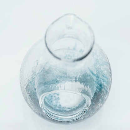 Japanese Cold Sake Set, Handmade Soda-Lime Glass | Toyo Sasaki Carafe with Ice Pocket & 2 Cups
