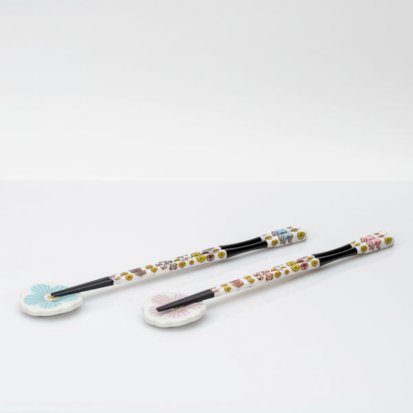 Japanese Chopstick Set for Two | Harekutani Kutani Porcelain Rests