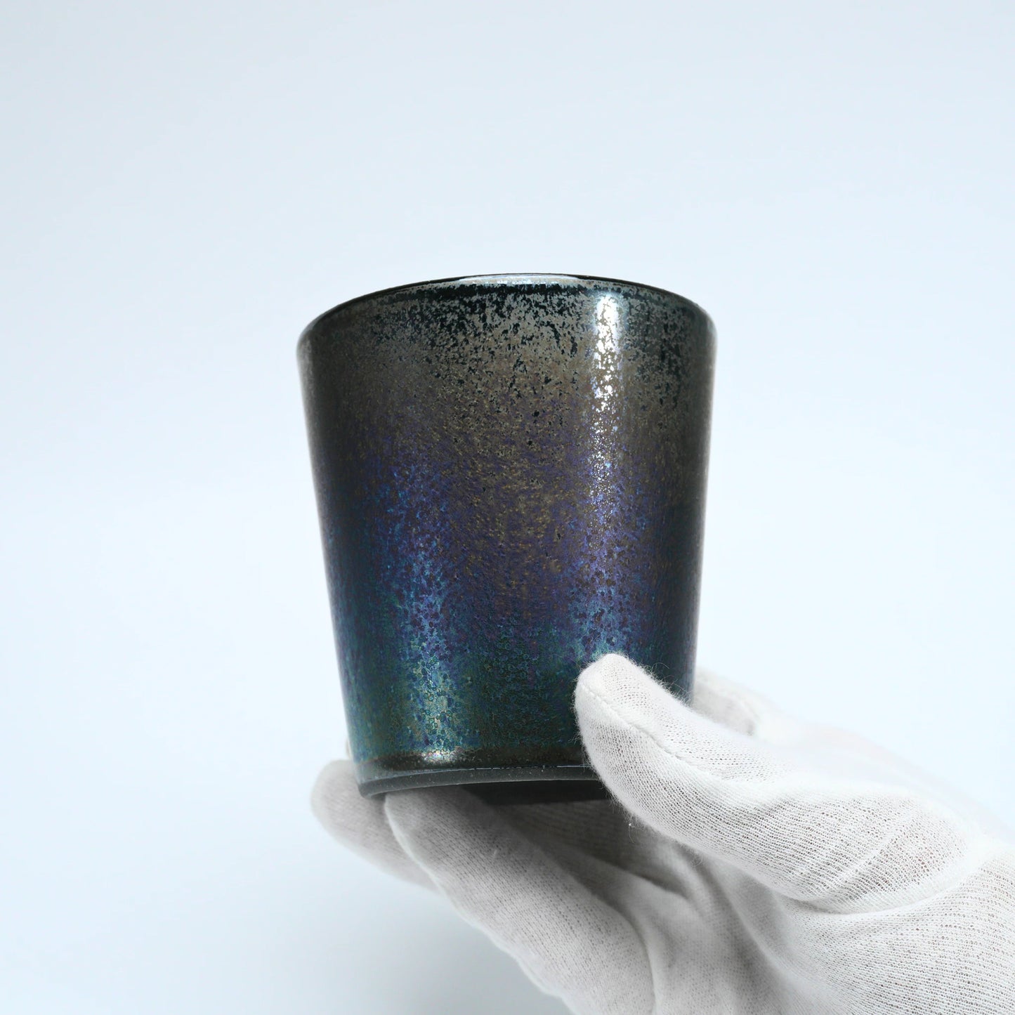 Tabata Shigemichi Mino-Yaki Double-Wall Rock Cup — Bordeaux & Black Luster Stoneware (300ml, Kiribako)