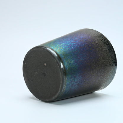 Tabata Shigemichi Mino-Yaki Double-Wall Rock Cup — Bordeaux & Black Luster Stoneware (300ml, Kiribako)