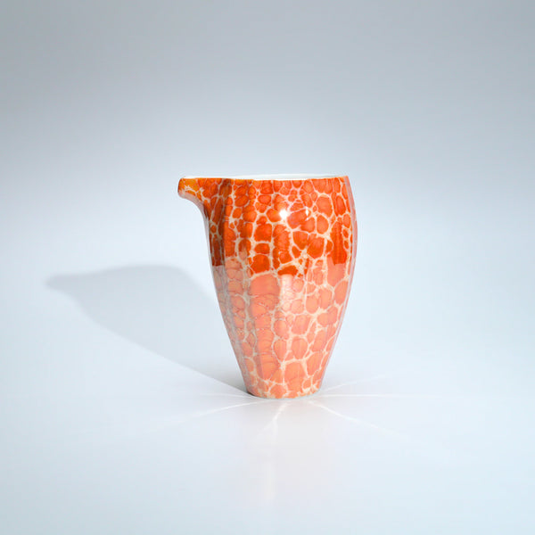 Mino Ware Champagne Luster Sake Set | Katakuchi & Cup, Red or White Porcelain — view 1