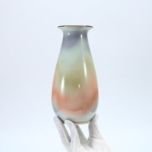 Fukagawa Seiji Iridescent Porcelain Vase — Iro-e Saiji Hanaike, Arita — view 1