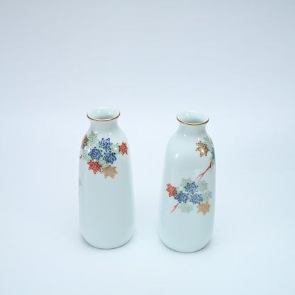 Vintage 1977 Fukagawa Seiji Kurenai Sake Set — 2 Tokkuri & 5 Ochoko, Arita — vue 5
