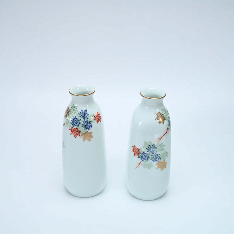 Juego de sake Fukagawa Seiji Kurenai vintage 1977 — 2 Tokkuri y 5 Ochoko, Arita — vista 5