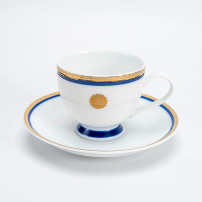 Vintage 1980 Japanese Kikumon Chrysanthemum Mino-yaki Cup & Saucer Pair — view 4