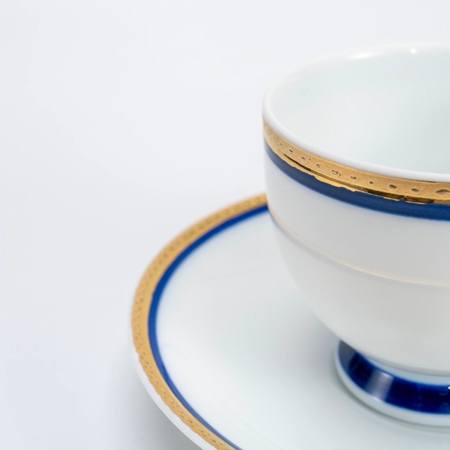 Vintage 1980 Japanese Kikumon Chrysanthemum Mino-yaki Cup & Saucer Pair — view 3