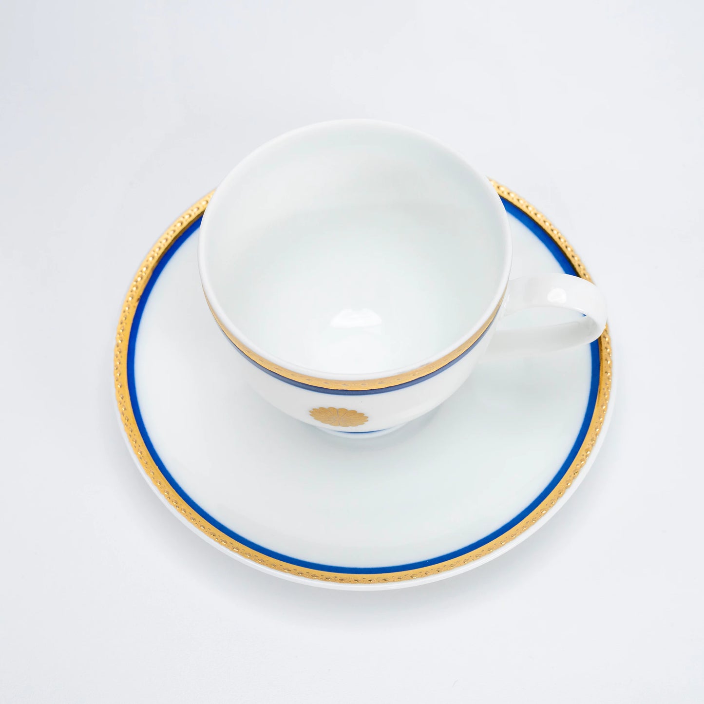 Vintage 1980 Japanese Kikumon Chrysanthemum Mino-yaki Cup & Saucer Pair — view 5