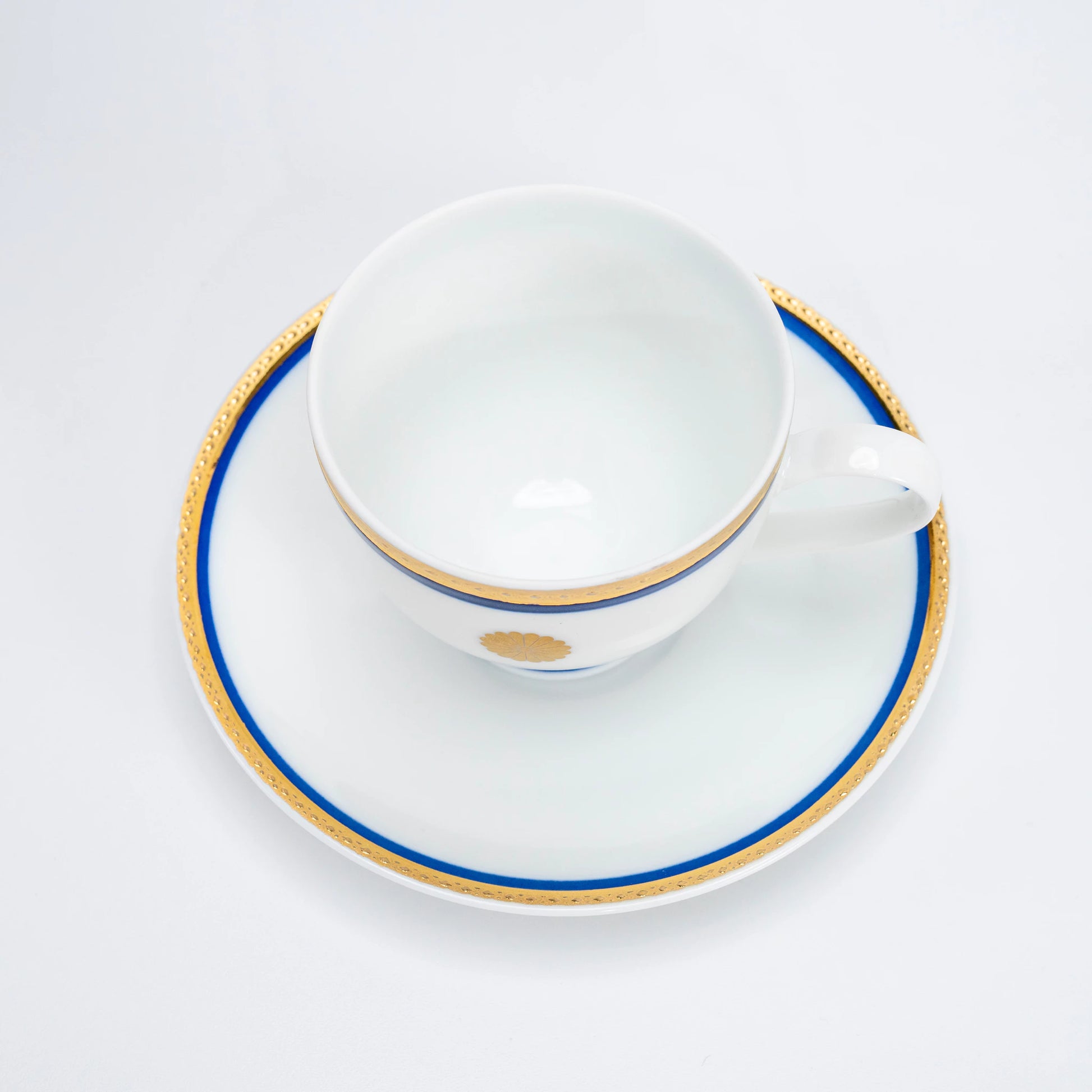 Vintage 1980 Japanese Kikumon Chrysanthemum Mino-yaki Cup & Saucer Pair — view 5