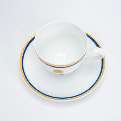 Vintage 1980 Japanese Kikumon Chrysanthemum Mino-yaki Cup & Saucer Pair — view 5