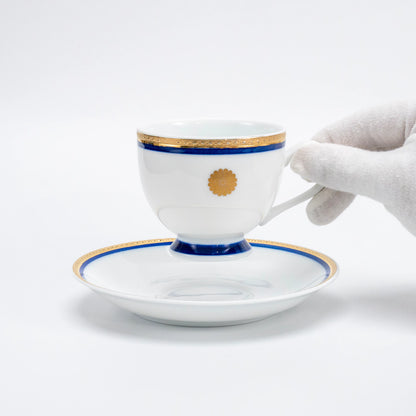 Vintage 1980 Japanese Kikumon Chrysanthemum Mino-yaki Cup & Saucer Pair — view 2