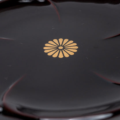 Vintage Showa Kishu-Shikki Urushi Lacquer Plate Set of 5 — Kikumon, Wakayama — view 5