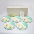 Vintage 1975 Koransha Phalaenopsis Plate Set of 5 — Japanese Arita-yaki Porcelain Mid-Plates