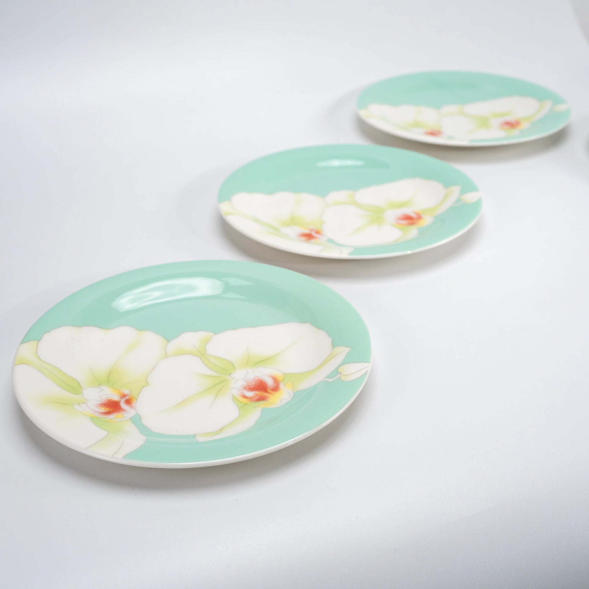 Vintage 1975 Koransha Phalaenopsis Plate Set of 5 — Arita-yaki Porcelain — view 4