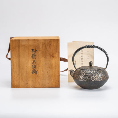 Vintage Nambu Satetsu Kyusu by Kiyosue — Sakura Cast Iron Teapot — view 13