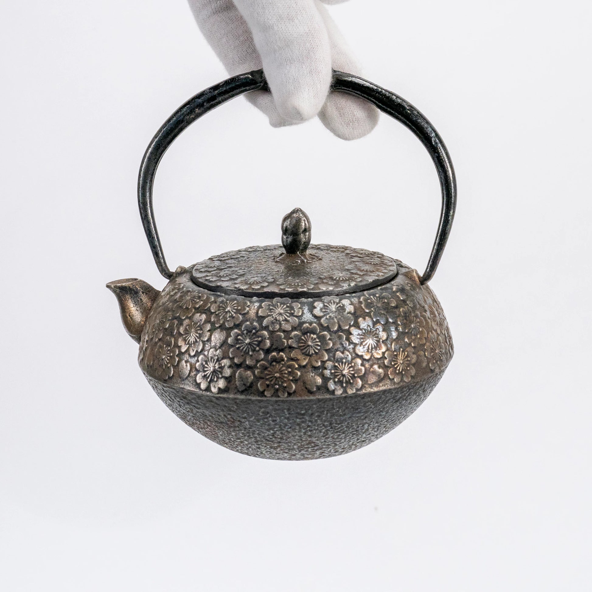Vintage Nambu Satetsu Kyusu by Kiyosue — Sakura Cast Iron Teapot, Morioka — view 2