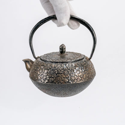 Vintage Nambu Satetsu Kyusu by Kiyosue — Sakura Cast Iron Teapot, Morioka — view 2