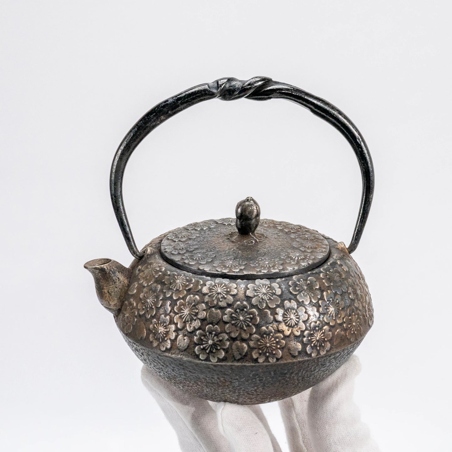 Vintage Nambu Satetsu Kyusu by Kiyosue — Sakura Cast Iron Teapot, Morioka — view 4