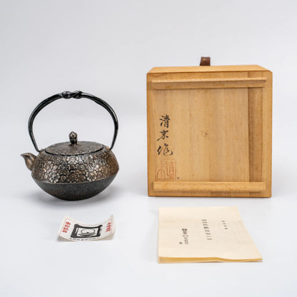 Vintage Nambu Satetsu Kyusu by Kiyosue — Sakura Cast Iron Teapot, Morioka — view 1
