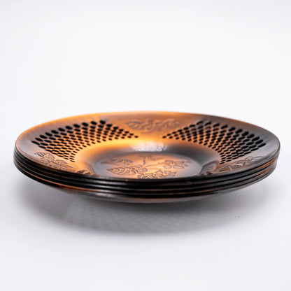 Vintage Japanese Copper Tea Saucer Set of 5 — Martian Sazanka Series (1980)