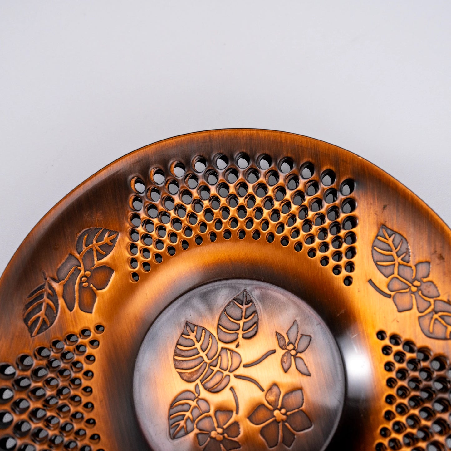 Vintage Japanese Copper Tea Saucer Set of 5 — Martian Sazanka Series (1980)