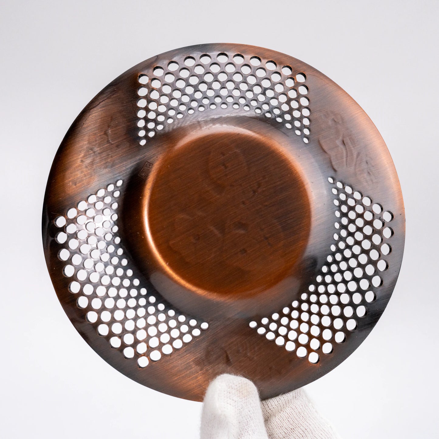 Vintage Japanese Copper Tea Saucer Set of 5 — Martian Sazanka Series (1980)