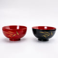 Vintage Wajima Lacquer Bowl Pair — Bamboo Maki-e, Tomobako, Showa 1985