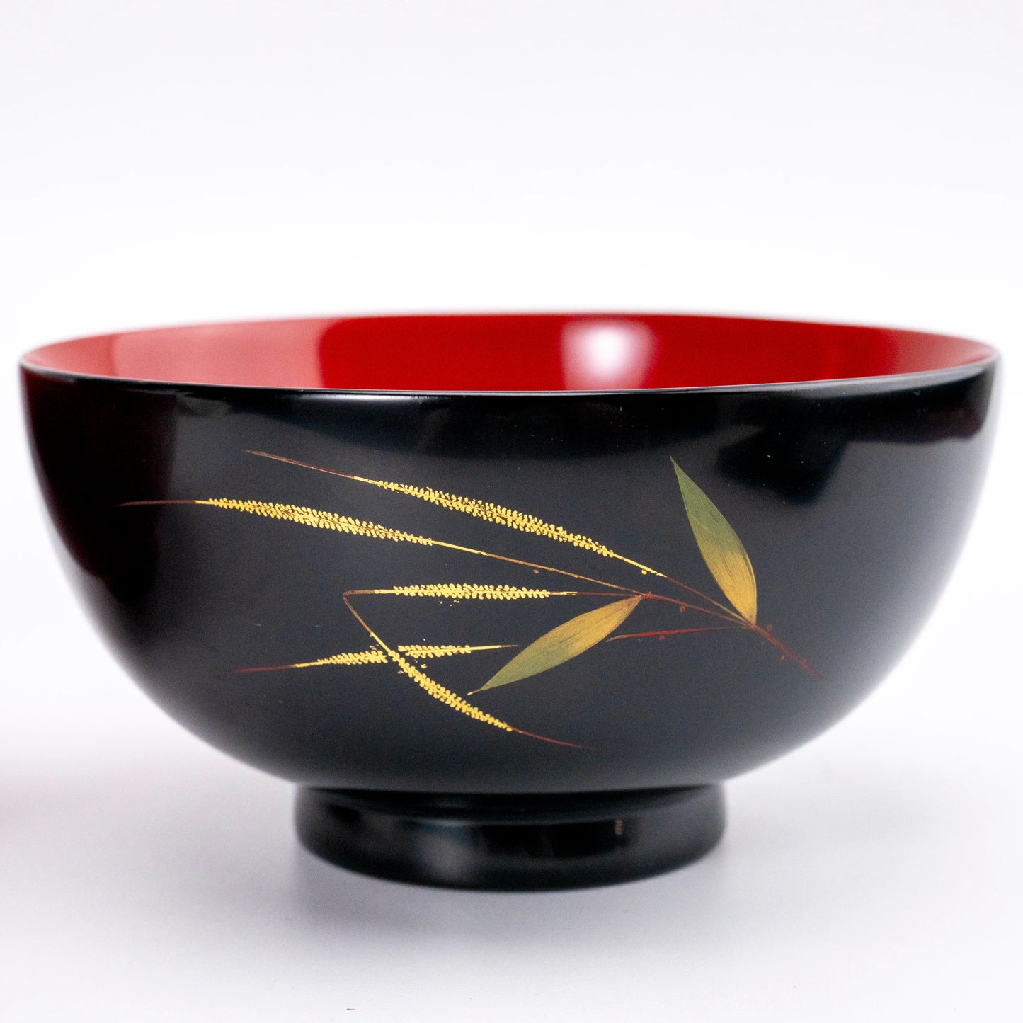 Vintage Wajima Lacquer Bowl Pair — Bamboo Maki-e, Tomobako, Showa 1985
