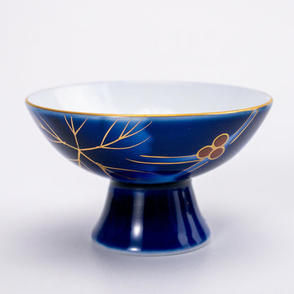 Vintage Fukagawa Sake Set — Ruri Budō Lapis Blue, 7pc